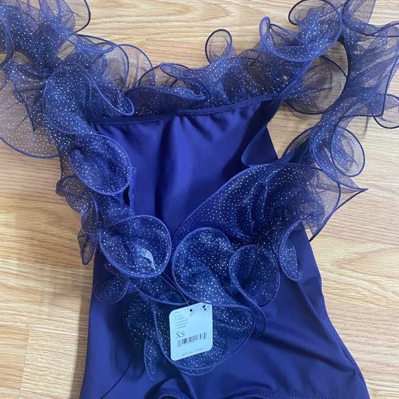Free People Navy Haute Wired Frill Trim Bodysuit - Picture 5 of 11